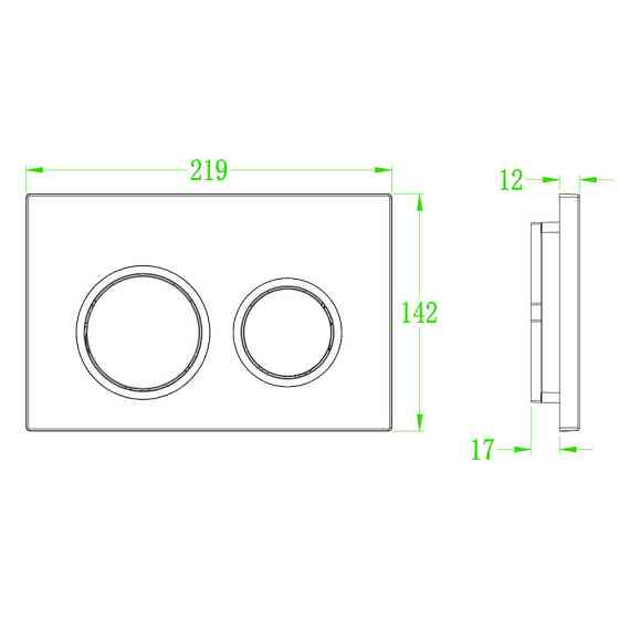 Панель змиву Koer KT-0605-01 220x140x12mm пластикова, кнопка кругла   ( KR5317 ) 32933 Харків