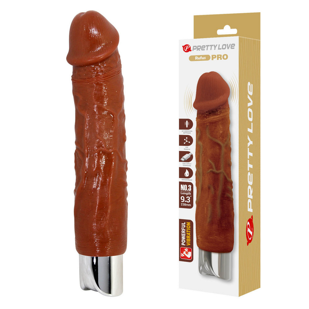 Реалістичний вібратор Pretty Love — Rufus Pro Realistic Vibrating Dildo Brown, BW-500082DC Sex Aura Київ - фото 1