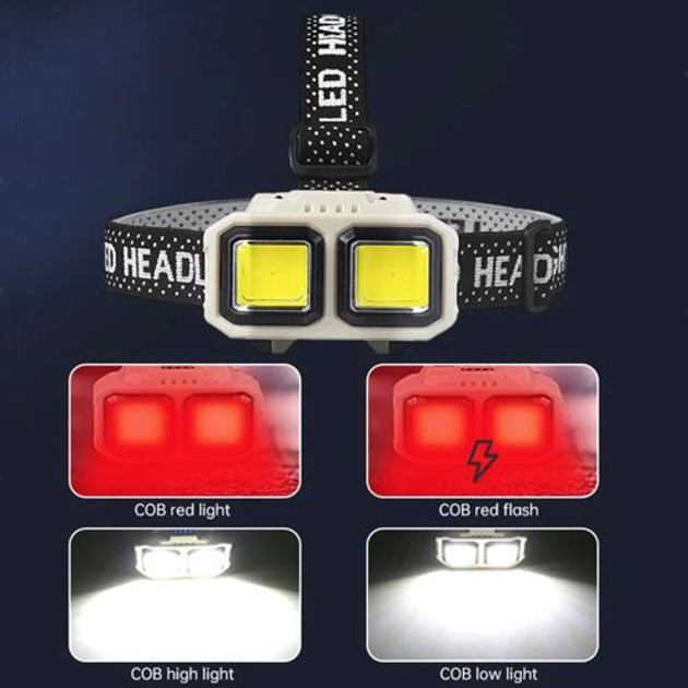 Ліхтар для голови зі світлодіодами HX-816S 2COB(white+red), Легкий ліхтарик на голову KL-55 Львів - фото 16
