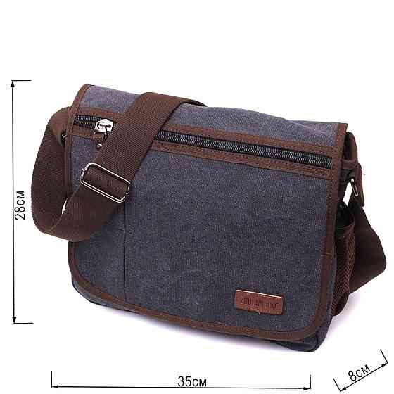 Сумка через плече для ноутбука 13" із щільного текстилю Чорний (Vintage) Київ