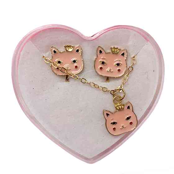 Біжутерія дитяча 2 в 1 "Рожева Киця" B4318-1 сережки + підвіска Вінниця