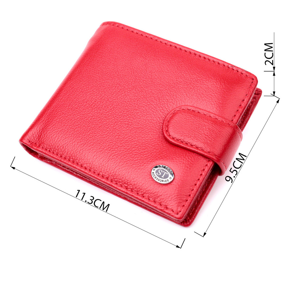 Яркое женское портмоне с блоком для карт из натуральной кожи ST Leather 19471 Красный Киев - изображение 9
