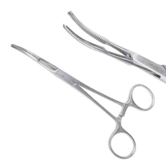 Затискач черевний Mikulicz, 14 cм, дитячий, зігнутий, 1:2 зубий, J-17-283 Дніпро