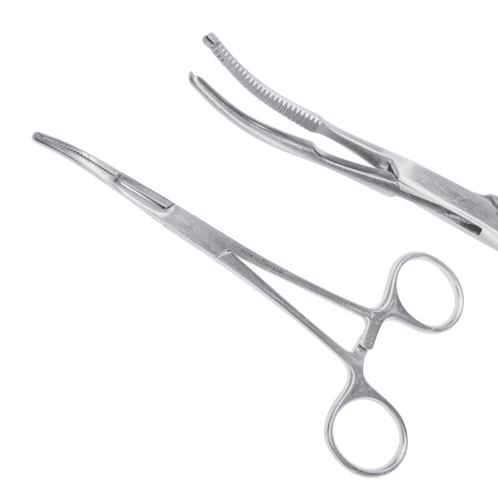 Затискач черевний Mikulicz, 14 cм, дитячий, зігнутий, 1:2 зубий, J-17-283 Дніпро - фото 1