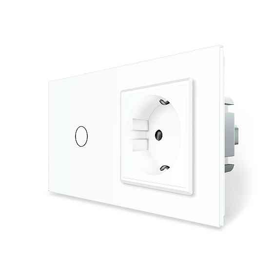 LIVOLO Розумний сенсорний EC вимикач 1 сенсор 1 розетка LIVOLO білий матове скло Коломыя