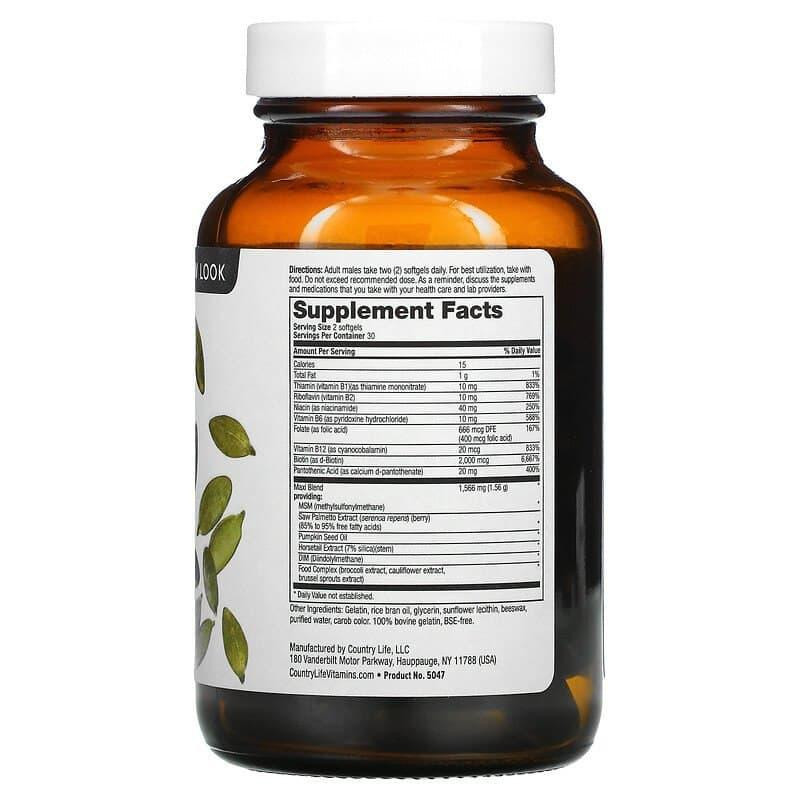 Вітаміни для шкіри і волосся для чоловіків  Country Life Maxi Hair 60 капсул Київ - фото 2