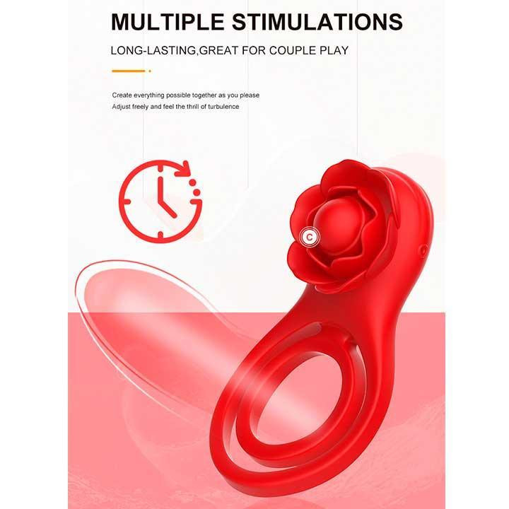 Смарт віброкольце на пеніс і мошонку Love Spouse "Троянда" червоний Вінниця - фото 13