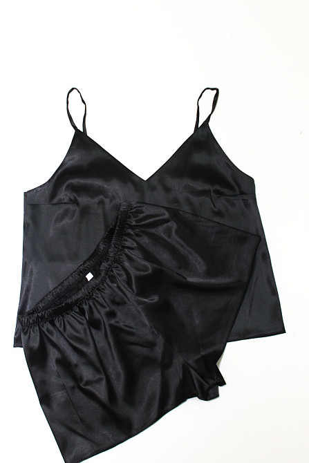 Пижама женская атласная Черный L Харьков - изображение 5