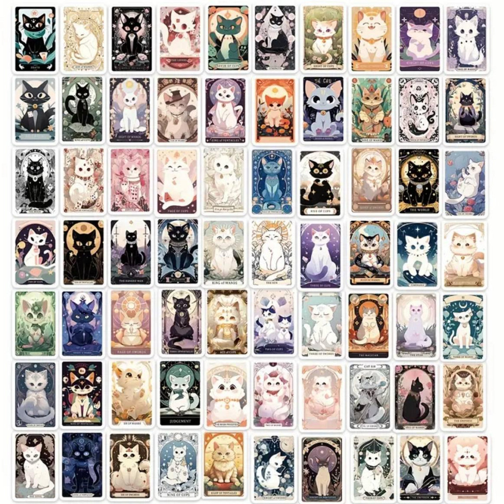 Стикеры Таро с котами – 78 шт, виниловые, водостойкие Киев - изображение 2