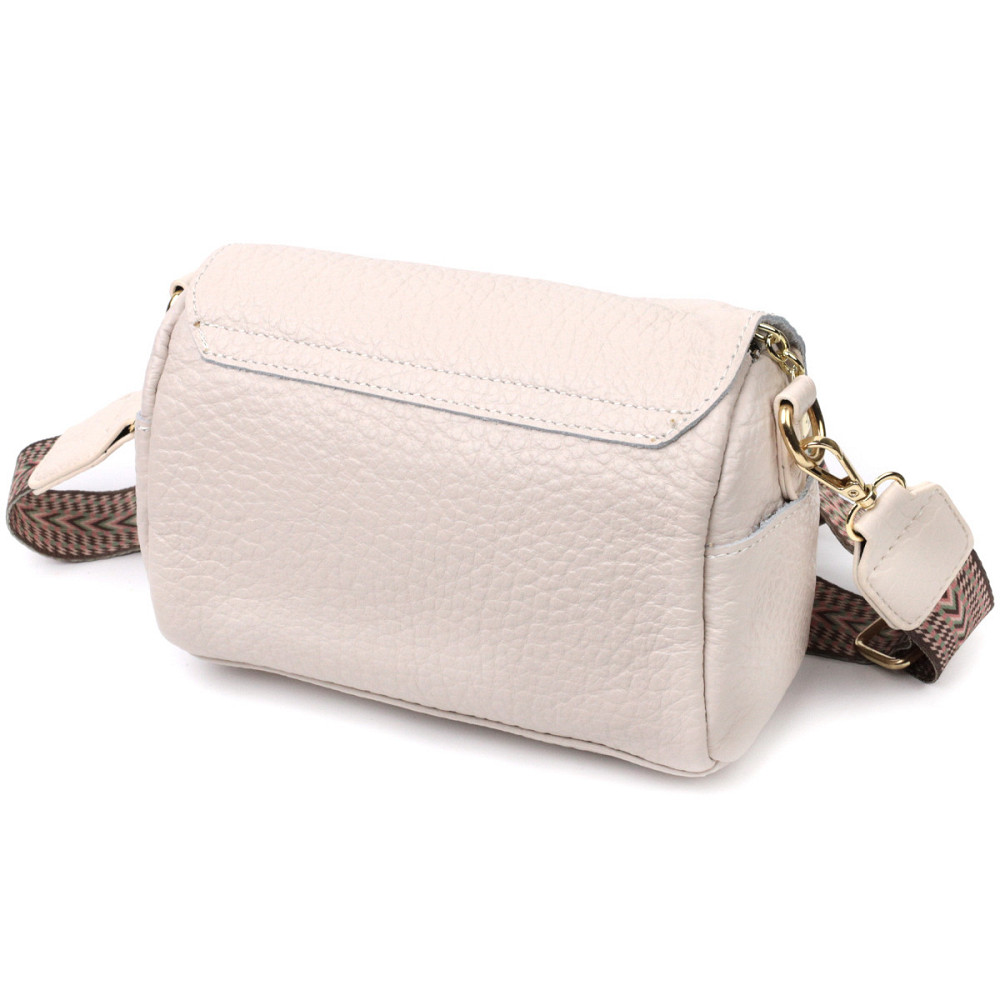 Красива жіноча шкіряна сумка з оригінальною плечовою лямкою Vintage 22404 Біла Київ - фото 2