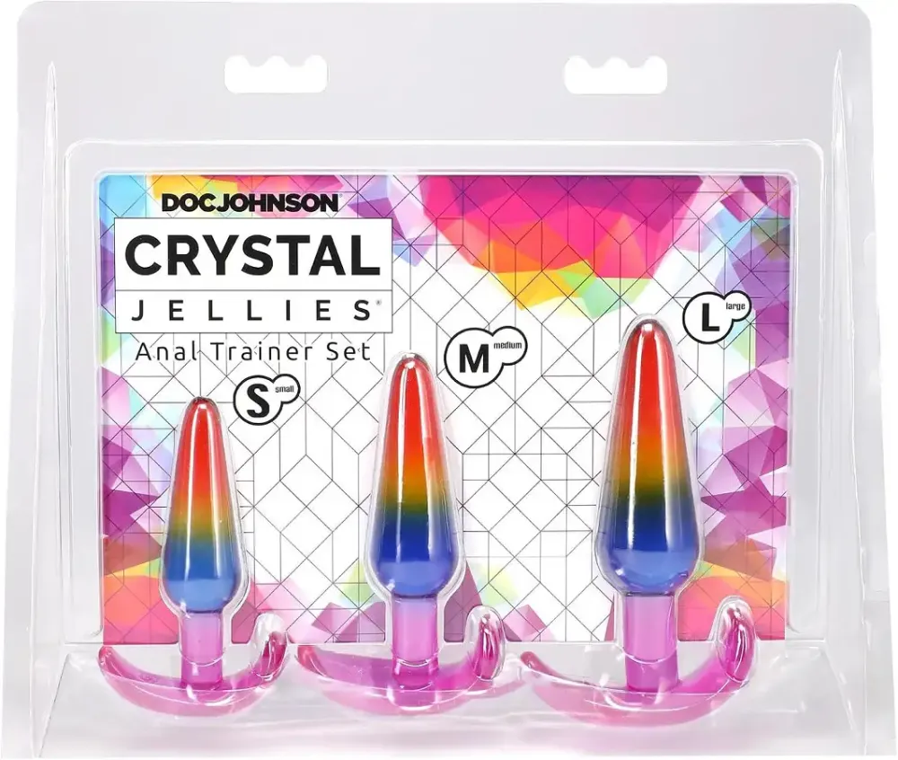 Набір анальних пробок Doc Johnson Crystal Jellies - Anal Trainer Set - Rainbow Львів - фото 8