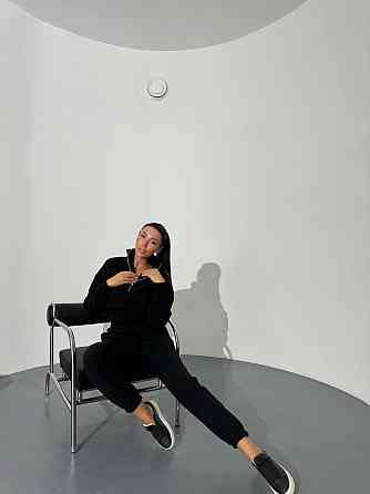 Женский теплый прогулочный костюм двойка: кофта и брюки двусторонний флис Черный, 46/48 Одесса