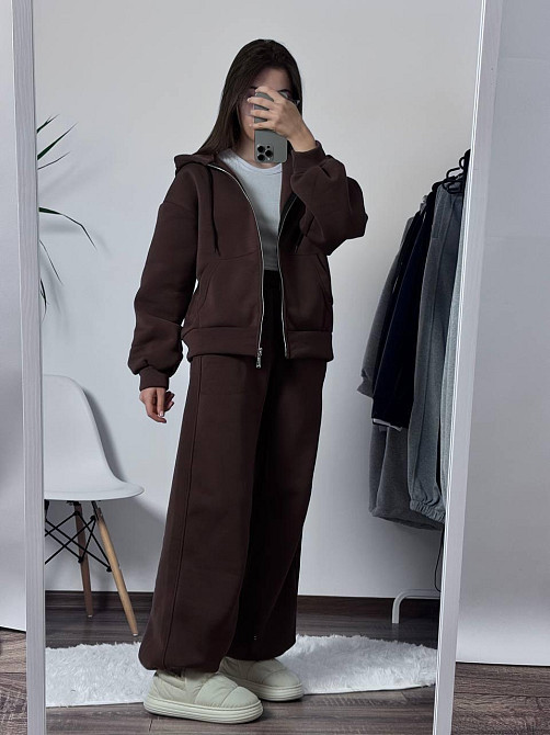 Женский теплый оверсайз костюм: кофта и штаны трехнить флис Одесса - изображение 2