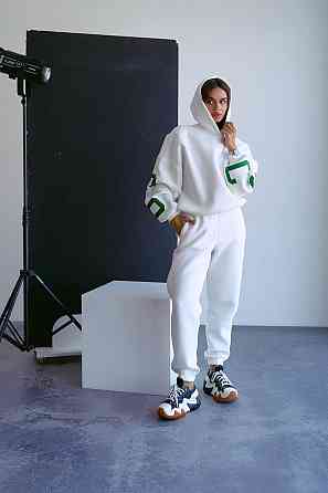 Женский стильный повседневный костюм Chicago с двойным капюшоном Молочный, 48/50 Одесса