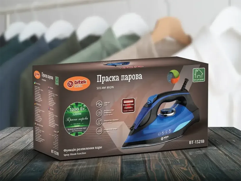 Праска парова з керамічною підошвою 3200Вт BITEK BT-1321B Одеса - фото 1