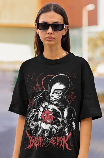 Футболка чоловіча з аніме принтом Берсерк Гутс Гріффі Вбр оверсайз (S/M/L) Чорний AnimeJ1036 Дніпро - фото 5