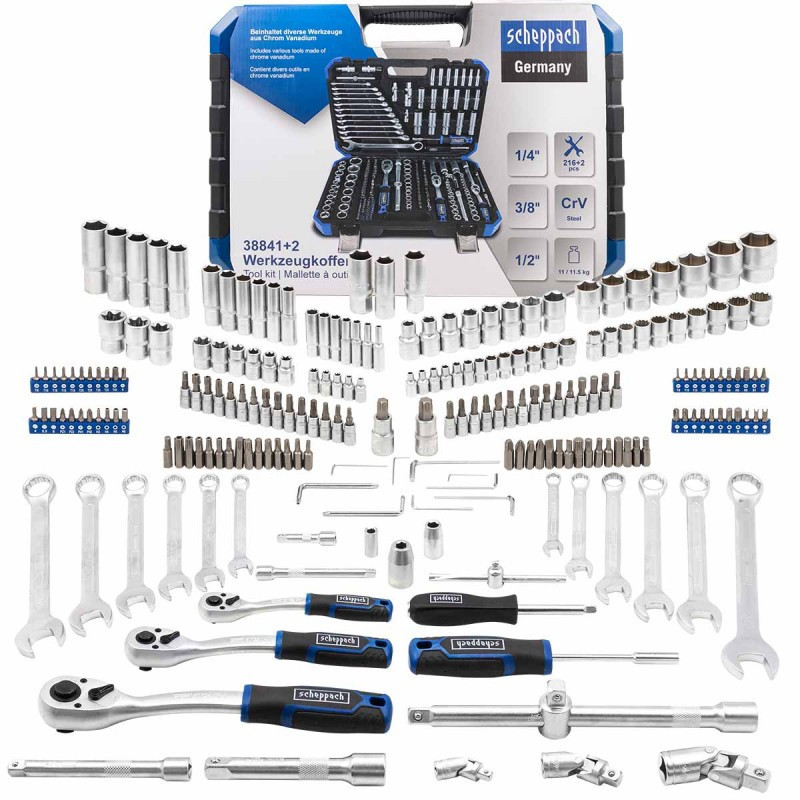 Набор инструментов 216+2пр. 1/4'', 3/8'', 1/2''(6гр.) (4-32мм) SCHEPPACH SCH-38841+2 Одесса - изображение 2