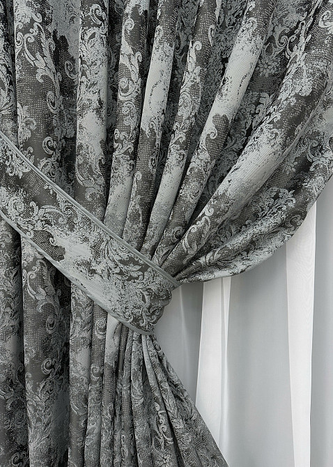 Комплект готових штор VR-Textil Льон Преміум № 1838ш Графітовий з сірим 200х290 см 2 шт (32-153) Київ - фото 5