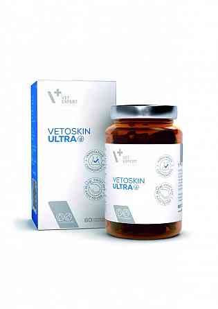 Дополнительный корм Vet Expert VetoSkin Ultra (ВетоСкин Ультра) для поддержания кожи/шерсти у кошек и собак 60 капсул Винница