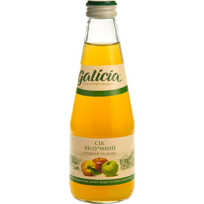 Сок Galicia Яблочный прямого отжима неосвещенный 300 мл с/б (4820209560060) Винница - изображение 1