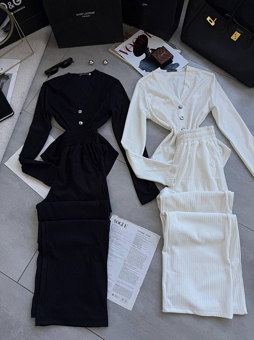 Женский базовый костюм двойка: боди и брюки из ангоры рубчик Молочный, 48/50 Одесса - изображение 3