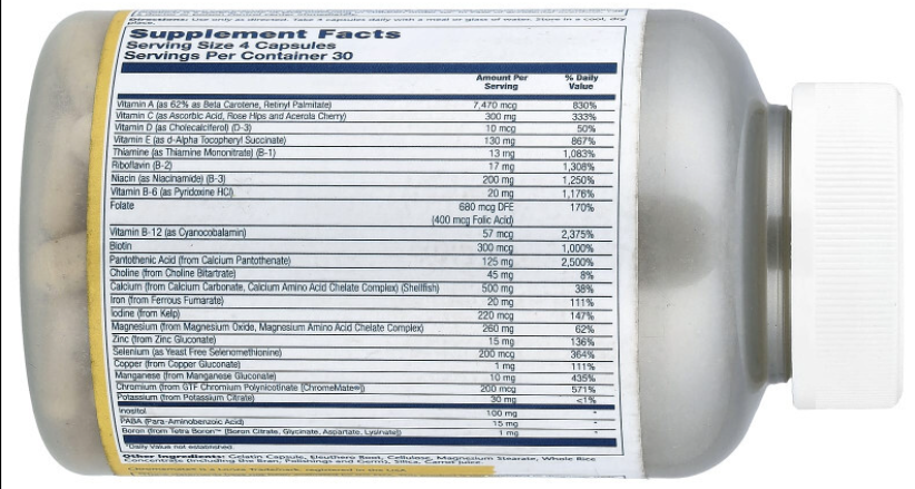 Мультивитаминный комплекс  Solarary Mega-Mineral Multi-Vitamin 120 капс Киев - изображение 4
