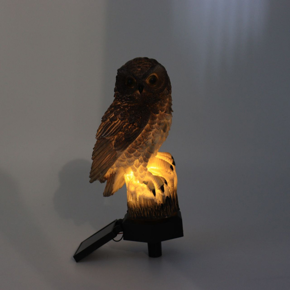 Садовий світильник на сонячній батареї 15,5см, "Сова", Коричневий / Газонний ліхтар / Вуличний ліхтар у вигляді сови Київ - фото 4