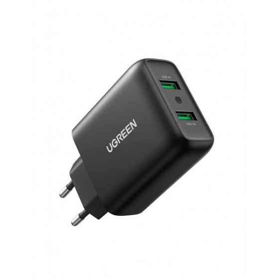 Зарядний пристрій 2xUSB 36W (USB A QC 3.0) Fast Charger чорний CD161 Ugreen (10216) Киев