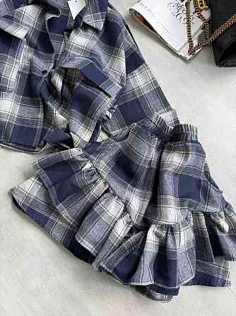Женский костюм двойка: рубашка и юбка в клетку фланель Одесса
