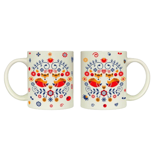 Чашка Лисички орнамент 325мл циліндр (подарункова уп) 3723 Кварта Житомир - изображение 1