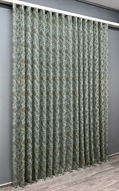 Тюль VR-Textil 1977т Жакард Хакі з блакитним 400х270 см (42-1011) Київ - фото 3