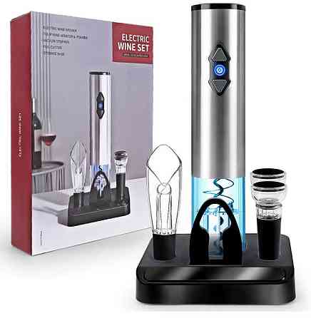 Штопор електричний на батарейках для вина 6в1 елктроштопор, аератор, 2 пробки, ніж для фольги, з підтавкою Кам'янець-Подільський