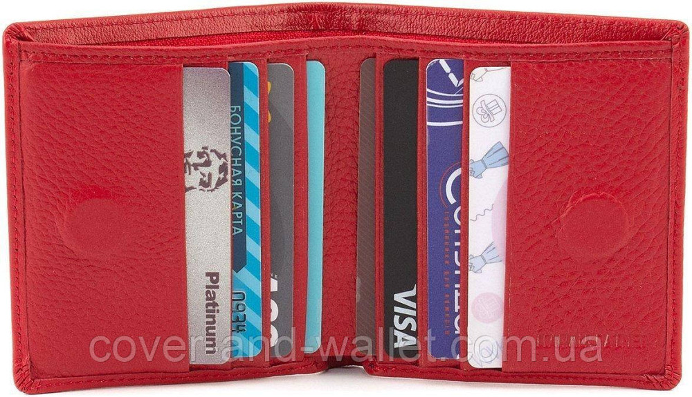 Красный маленький женский кошелек картхолдер с магнитной фиксацией ST Leather Киев - изображение 3