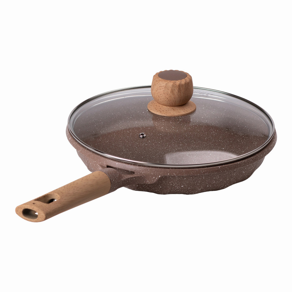 Бежевая мраморная сковорода Ø 26 см с антипригарным покрытием Киев - изображение 4