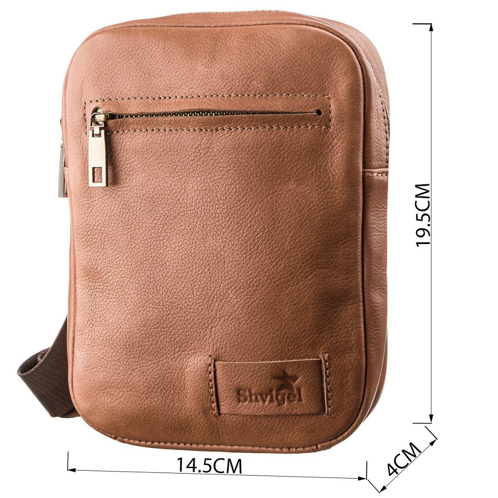 Мужская кожаная сумка SHVIGEL 19104 Рыжая Киев - изображение 4