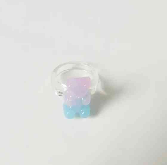 Кольцо с мишкой двухцвеное детское - окружность 4,5см (не регулируется), пластик Киев