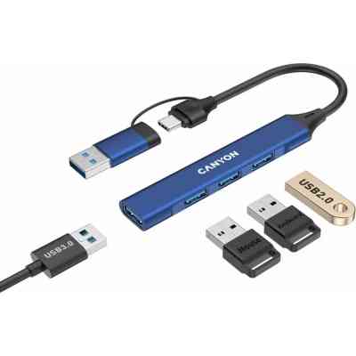 Концентратор Canyon hub DS-02 4in1 USB-A/C Blue (CNS-TDS02BL) Вінниця