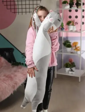 Kipo Мягкая Игрушка Кот Длинний 50см Подушка Обнимашка серый Коломия