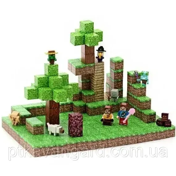 Магнітний конструктор Minecraft ліс 210 магнітних блоків + 9 фігурок Dream World LZCK 025 Хмельницький - фото 1