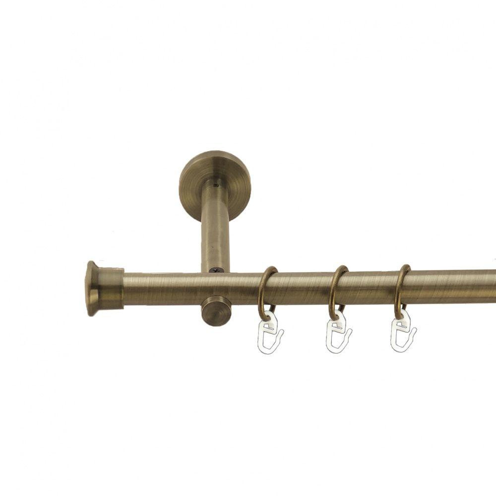 Карниз Orvit Дуо металевий однорядний циліндр+профіль (16 см) гладка труба кільце металеве Антик 19 мм 160 см (3998996) Львів - фото 1