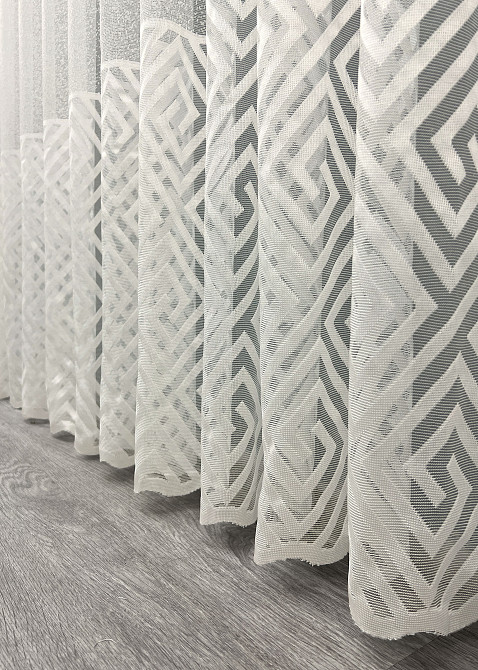 Тюль VR-Textil 2030т Жакард Ромб Меандр Молочний 400х270 см (42-1098) Київ - фото 8
