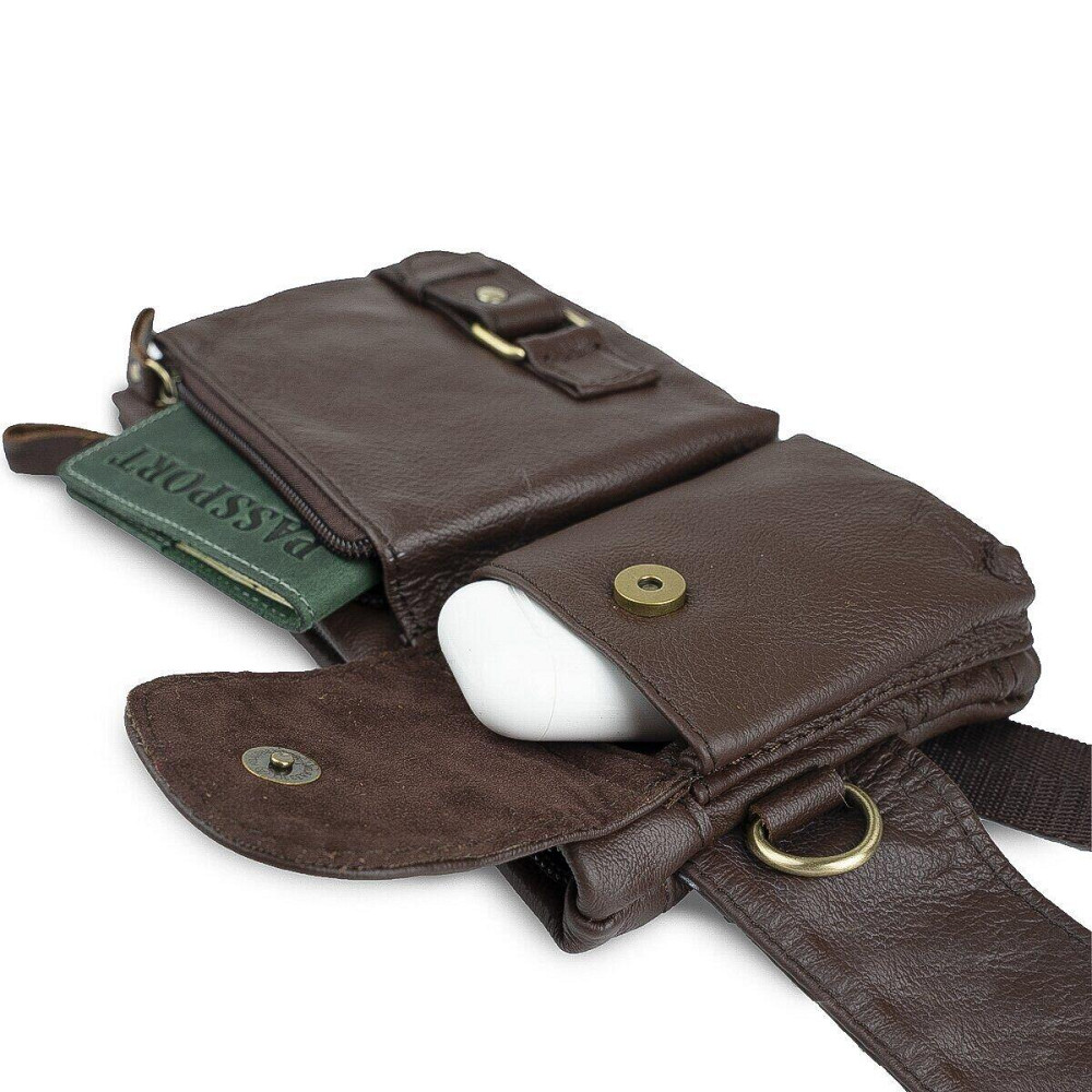 Поясна cумка чоловіча Vintage 14747 Коричнева Київ - фото 9