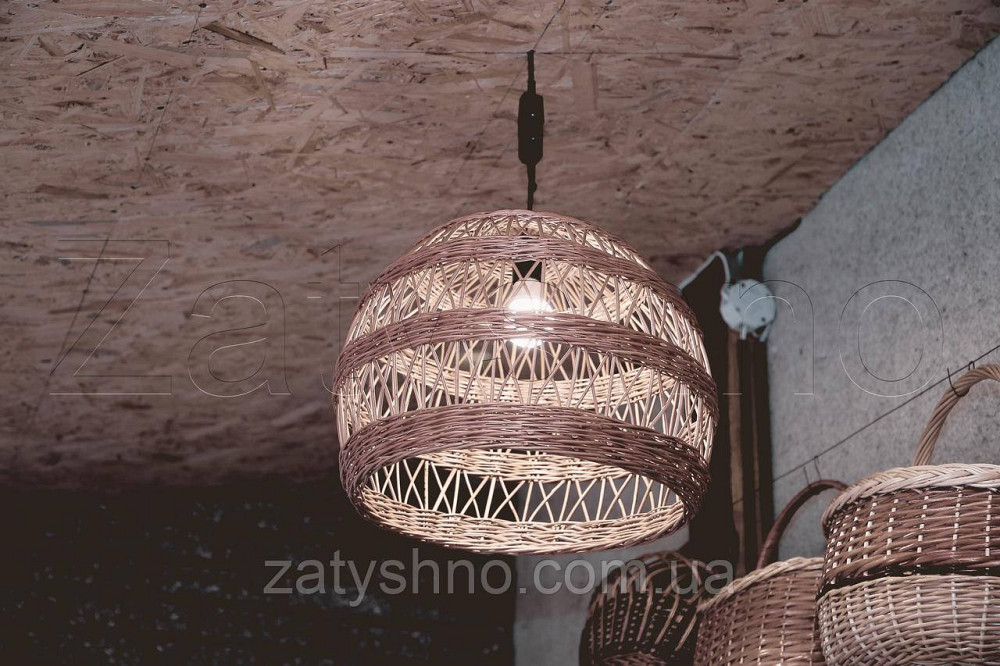 Люстра плетена із лози | люстри плетені із лози  | торшери абажури бра Київ - фото 3