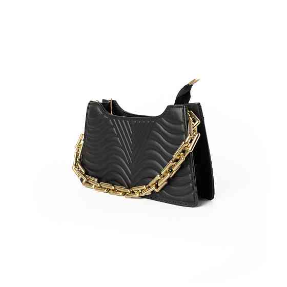 Сумка жіноча з ручкою ланцюжком золотого кольору, жіночий клатч, літня модна сумочка Чорна Кам'янець-Подільський