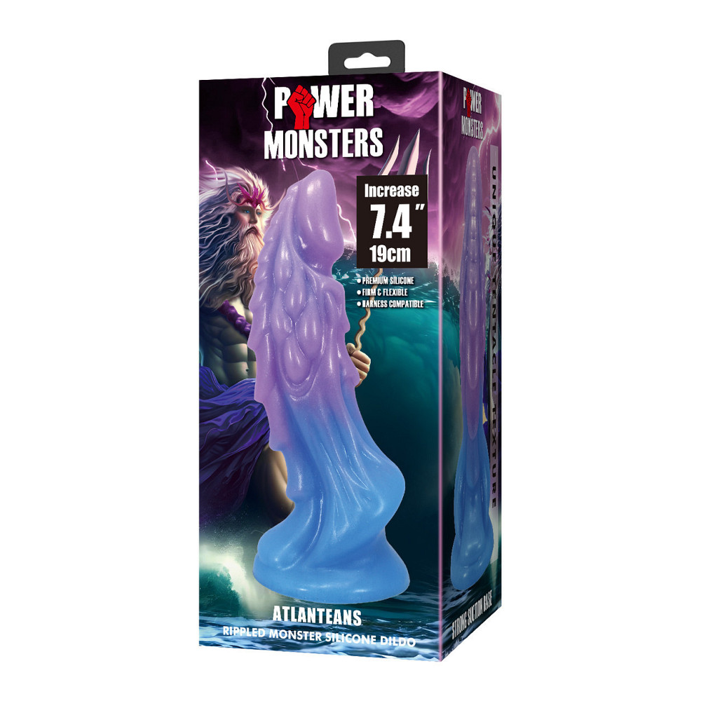 Фалоімітатор силіконовий Power Monsters Atlanteans на присосці, фіолетово-синій, 19 × 5.4 см Sex Aura Київ - фото 9