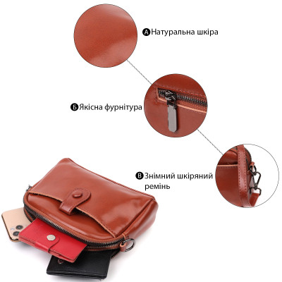 Сумка Vintage Глянцевая Женская на каждый день из натуральной кожи Коричневая (22419) Винница - изображение 8