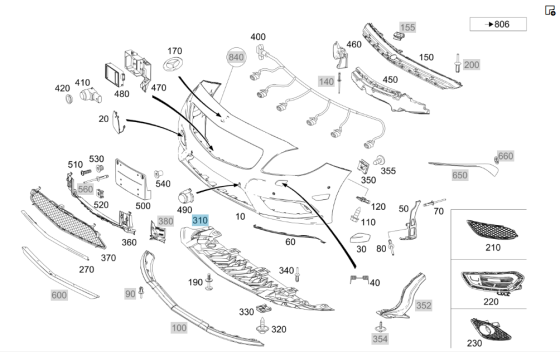 Mercedes-Benz  A1178850036 Захист переднього бампера CLA Shooting Brake X117 CLA C117 Одеса