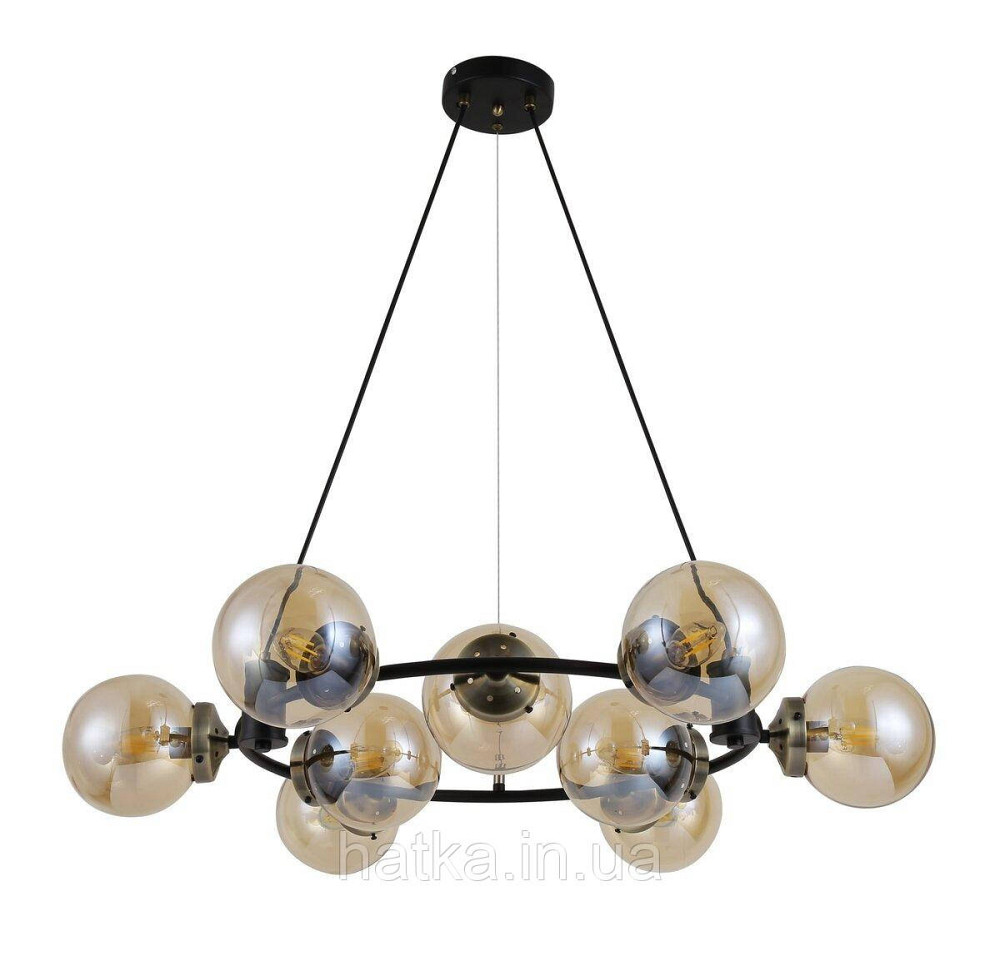 Люстра підвісна 74405/9 Antique Brass + Matte black на 9 плафонів Київ - фото 2