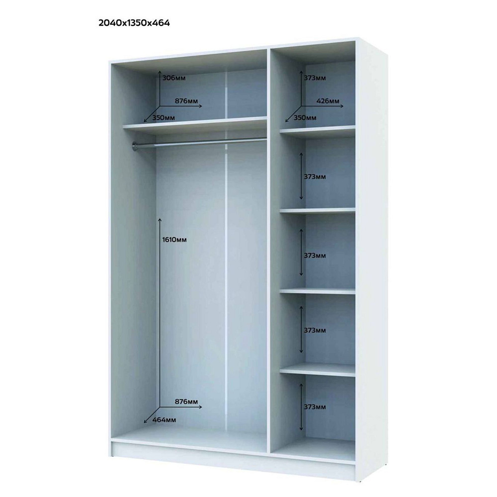 Шафа розпашна для одягу Doros Промо 135х48х204 см Білий (DRS-011204) Львів - фото 4