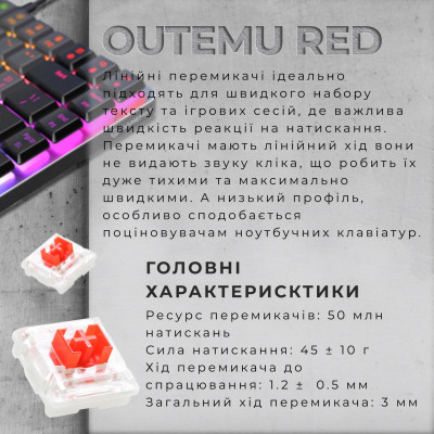 Клавіатура GamePro MK141R Red Swich Low Profile RGB USB Dark Gray (MK141R) Вінниця - фото 12